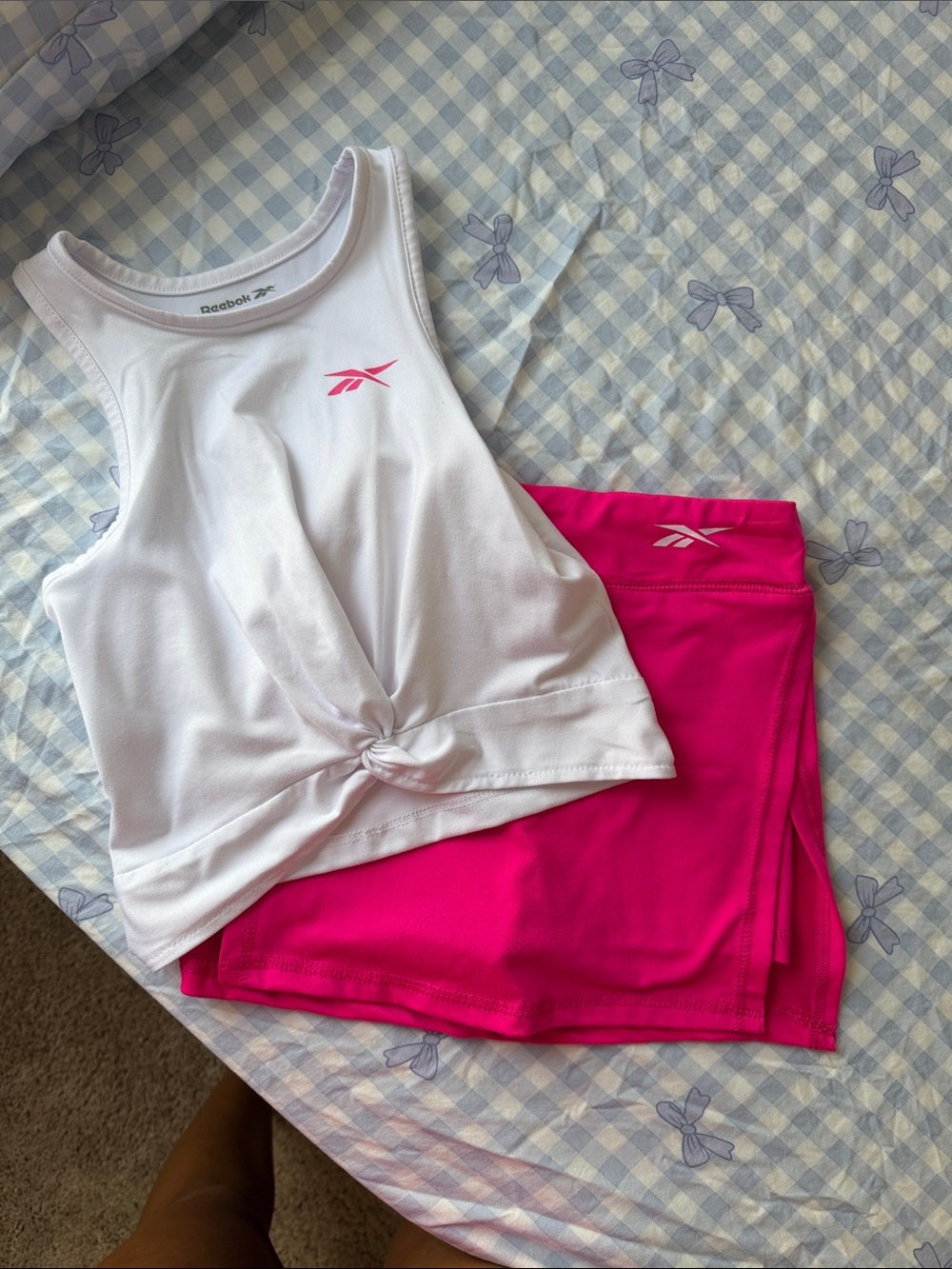 Reebok White Tank Top and Hot Pink Skort Kids Matching Set